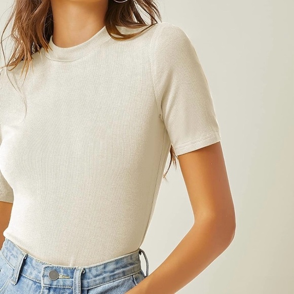 NWT Women’s casual mock neck rib tee - size XL - Picture 3 of 6